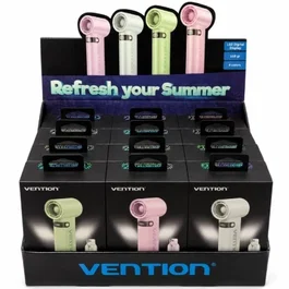 Vention Ventilador de Mano Portátil Mini USB Recargable 100 Velocidades LED - Pack 12 Unidades (4 Colores) PBE-PACK2
